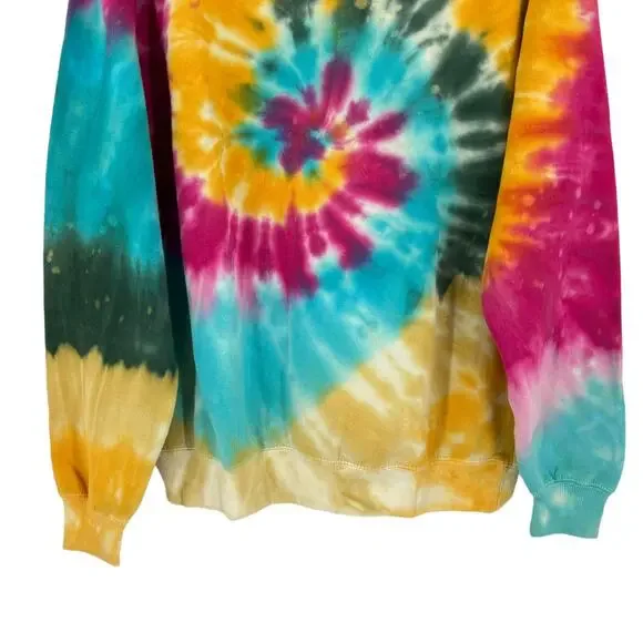 La Detresse Revolve Womens Tropical Pullover Tie Dye Fleece Sweatshirt Medium M - Picture 3 of 11